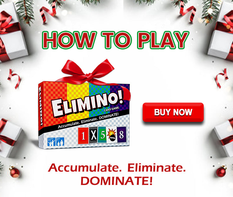 Elimino! game box with festive background and 'How to Play' text